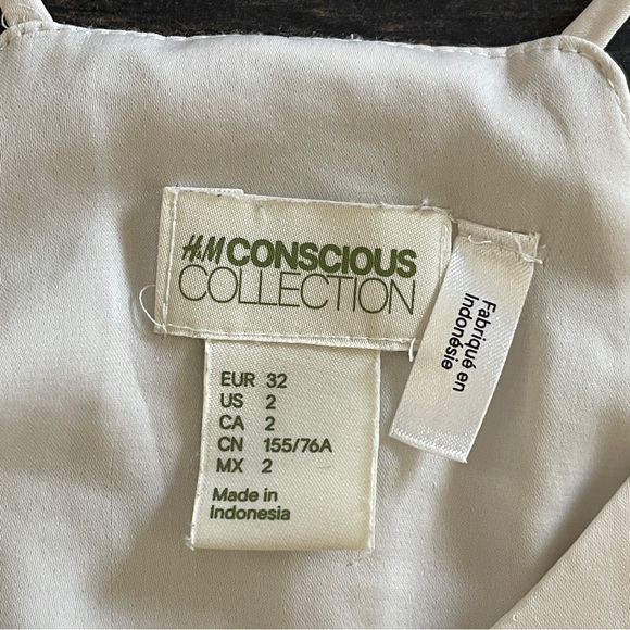 H&M Conscious Collection Silk Satin Off White Cream Tank Top - Picture 10 of 10